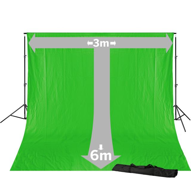 BRESSER BR-D23 Achtergrond System + Doek 3 x 6m Chromakey Groen