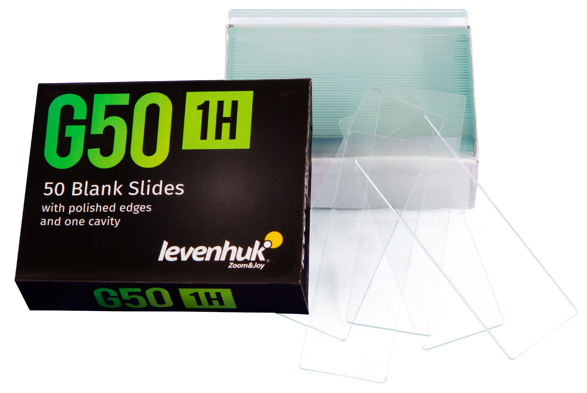 Levenhuk G50 1H Enkelvoudige Cavitiet Blanco Objectglaasjes, 50 stuks