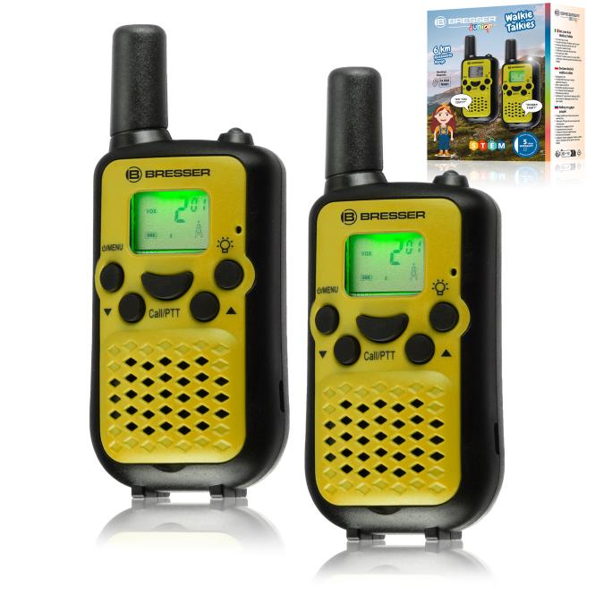 BRESSER JUNIOR walkietalkie set van 2 met groot bereik tot 6 km en handsfree-functie (green lime)