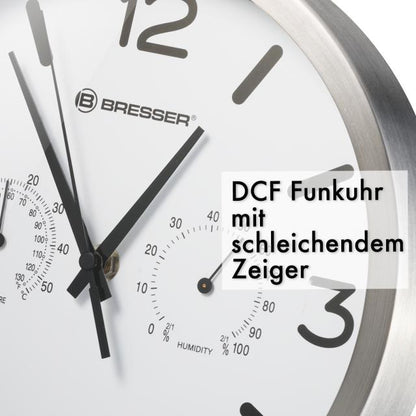 Bresser mytime dcf thermohygro wandklok 25cm wit