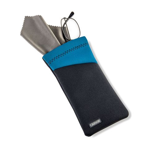 Carson Neoprene Brillenhoesje met microvezeldoekje - Grijs/Blauw - 186185