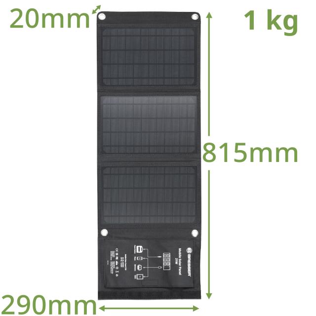 BRESSER Mobiele zonnelader 21 watt met USB- en DC-aansluiting