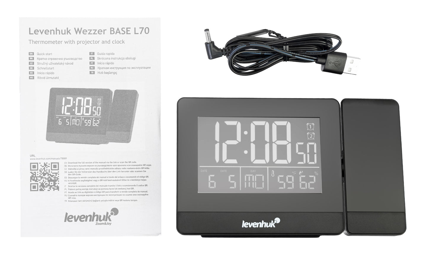 Levenhuk wezzer base l70 thermometer met projector en klok