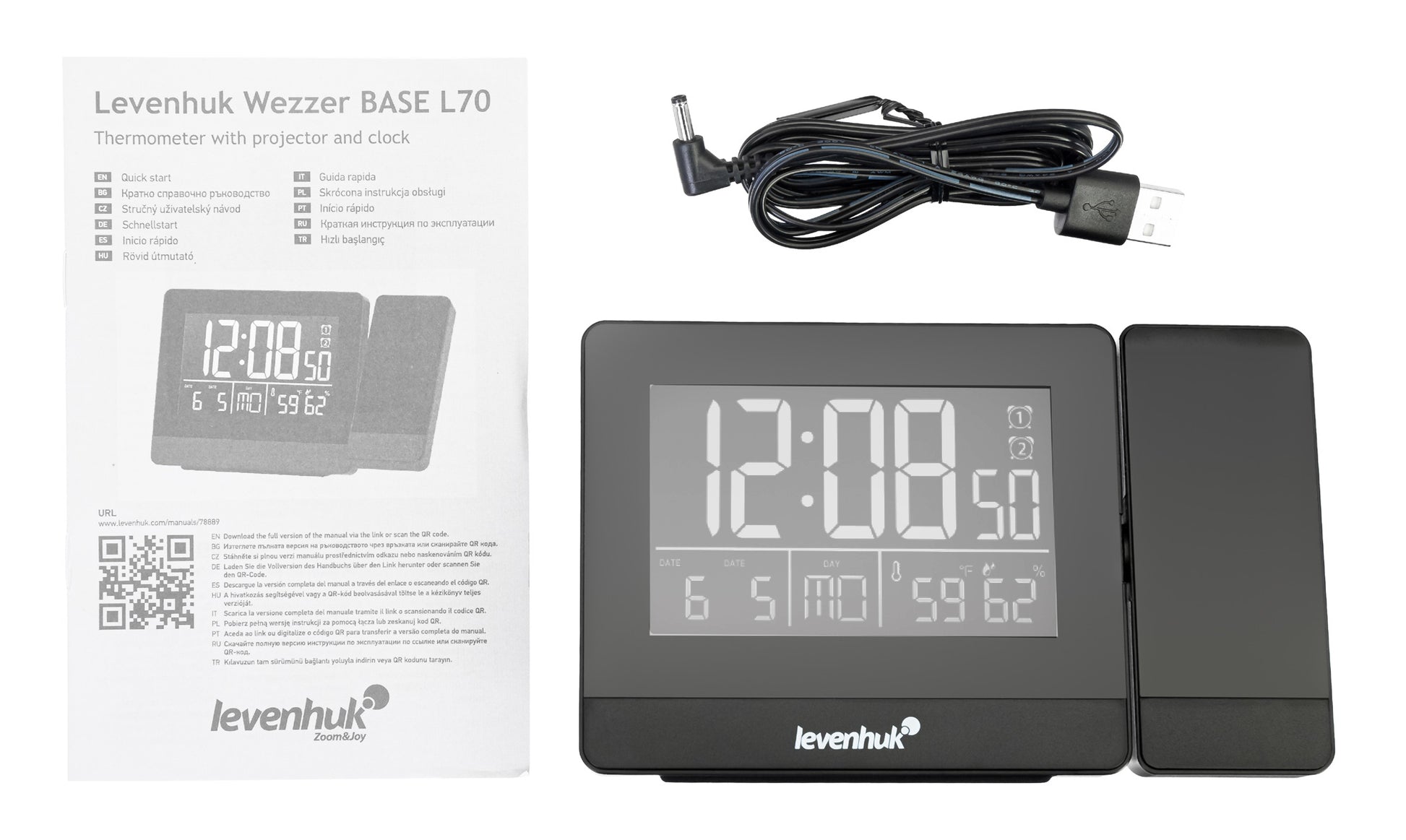 Levenhuk wezzer base l70 thermometer met projector en klok