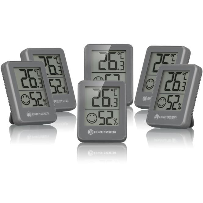 BRESSER ClimaTrend Hygro Quadro - Thermometer en Hygrometer met 4 onafhankelijke Meetgegevens (grijs)