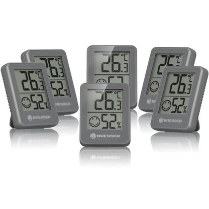 BRESSER ClimaTrend Hygro Quadro - Thermometer en Hygrometer met 4 onafhankelijke Meetgegevens (grijs)