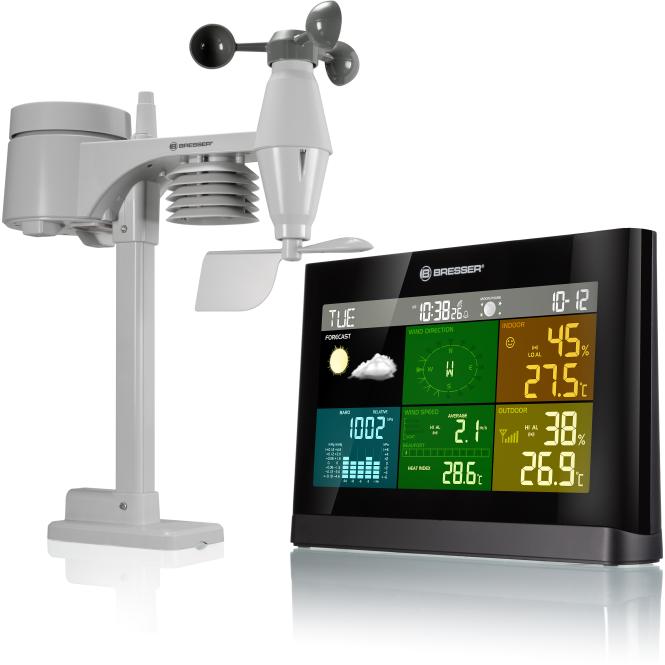 BRESSER 5-in-1 Comfort Weercenter met Kleurendisplay (zwart)