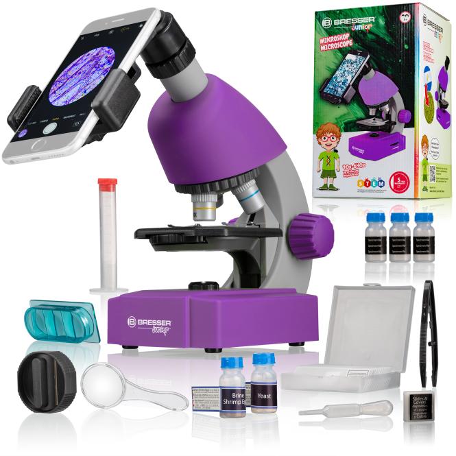 BRESSER JUNIOR Microscoop 40x-640x (violet)