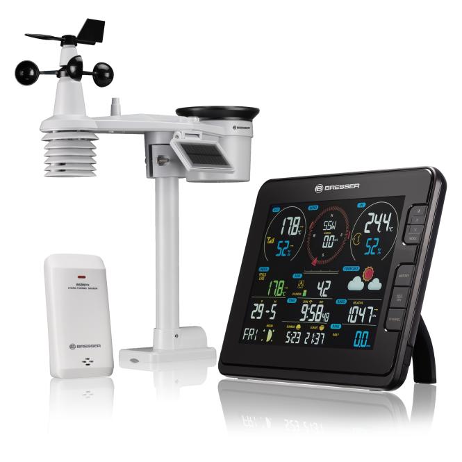 BRESSER profi WLAN Weercenter 7-in-1 met Lichtintensiteit- en UV-Meting (Language Code 2 | zwart)